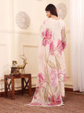 Varanga Women Off White Rhinestone Embroidered Straight Kurta with Trousers and Dupatta.