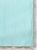 Varanga Women Sea Green Zari Embroidered Kurta Set with Dupatta