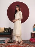 Varanga Women Zari Embroidered And Sequence Embellished With Organza Detailed Kurta With Bottom And Dupatta