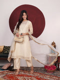 Varanga Women Zari Embroidered And Sequence Embellished With Organza Detailed Kurta With Bottom And Dupatta