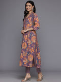 Varanga Women Lavender Floral Printed Embroidered Kurta Paired With Bottom And Dupatta