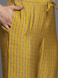 Varanga Women Mustard Floral Printed Embroidered Kurta Paired With Printed Bottom And Dupatta