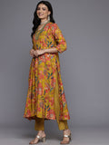 Varanga Women Mustard Floral Printed Embroidered Kurta Paired With Printed Bottom And Dupatta