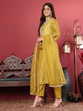 Varanga Women Brocade Embroidered Kurta with Tonal Bottom and Lace Detailed Dupatta