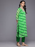 Varanga Women Green Leheriya Zari And Sequins Embroidered Kurta Set With Dupatta