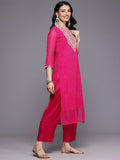 Varanga Women Pink Bandhani Zari And Sequins Embroidered Kurta Set With Dupatta