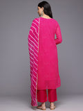 Varanga Women Pink Bandhani Zari And Sequins Embroidered Kurta Set With Dupatta