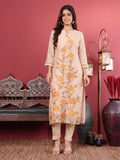 Varanga Women Beige Pure Hand Kantha Embroidered Kurta Set with Dupatta