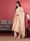 Varanga Women Beige Pure Hand Kantha Embroidered Kurta Set with Dupatta