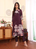 Varanga Women Pure Purple Floral Printed Kurta Set and Dupatta