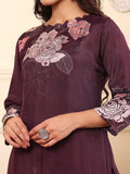 Varanga Women Pure Purple Floral Printed Kurta Set and Dupatta