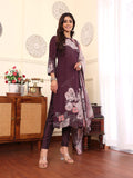 Varanga Women Pure Purple Floral Printed Kurta Set and Dupatta