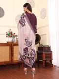 Varanga Women Pure Purple Floral Printed Kurta Set and Dupatta