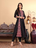 Varanga Women Pure Black Hand Embroidered Kurta Set with Dupatta