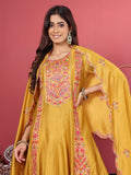 Varanga Women Mustard Pure Hand Embroidered Kurta Set with Dupatta