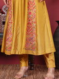 Varanga Women Mustard Pure Hand Embroidered Kurta Set with Dupatta