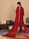 Varanga Women Maroon Silk Zari And Sequin Embroidered Kurta Set With Dupatta