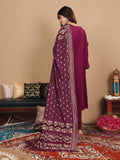 Varanga Women Purple Crepe Gota Lace Embellished Anarkali Kurta Set with Dupatta