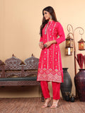 Varanga Women Pure Silk Pink Woven Design Kurta Paired with Bottom and Dupatta