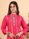 Varanga Women Pure Silk Pink Woven Design Kurta Paired with Bottom and Dupatta