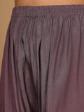 Varanga Women Pure Silk Mauve Woven Design Kurta Paired With Bottom And Dupatta