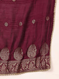 Varanga Women Pure Silk Purple Woven Design Kurta Paired With Buttom And Dupatta