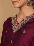 Varanga Women Pure Silk Purple Woven Design Kurta Paired With Buttom And Dupatta