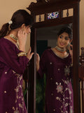 Varanga Women Pure Silk Purple Sequins And Bead Embellished Kurta With Bottom And Dupatta