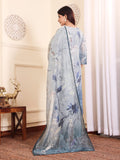 Varanga Women Grey Blue Floral Printed Straight Kurta With Trousers And Dupatta