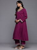 Varanga Women Purple Zari Embroidered Anarkali Set with Dupatta