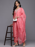 Varanga Women Round Neck Kurta Paired with Bottom and Embroidered Dupatta.