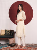 Varanga Women Off White Zari Embroidered And Sequinned Kurta Set With Dupatta