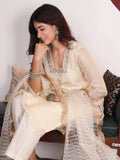 Varanga Women Off White Zari Embroidered And Sequinned Kurta Set With Dupatta