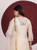 Varanga Women Zari Embroidered And Sequence Embellished With Organza Detailed Kurta With Bottom And Dupatta