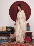 Varanga Women Zari Embroidered And Sequence Embellished With Organza Detailed Kurta With Bottom And Dupatta