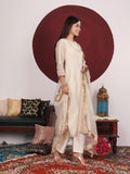 Varanga Women Zari Embroidered And Sequence Embellished With Organza Detailed Kurta With Bottom And Dupatta