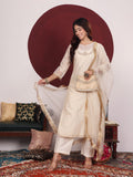 Varanga Women Zari Embroidered And Sequence Embellished With Organza Detailed Kurta With Bottom And Dupatta