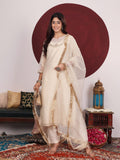 Varanga Women Zari Embroidered And Sequence Embellished With Organza Detailed Kurta With Bottom And Dupatta