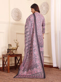 Varanga Women Pink And Grey Paisley Printed Winter Straight Kurta With Trousers And Printed Dupatta