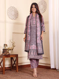 Varanga Women Pink And Grey Paisley Printed Winter Straight Kurta With Trousers And Printed Dupatta