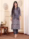 Varanga Women Grey Ethnic Printed Winter Straight Kurta With Trousers And Printed Dupatta.