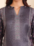 Varanga Women Grey Ethnic Printed Winter Straight Kurta With Trousers And Printed Dupatta.