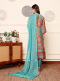 Varanga Women Turquoise Ethnic Printed Zari & Gota Lace Detailed Kurta With Solid Trouser & Dupatta