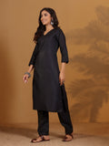 Varanga Women V Neck Kurta With Trouser And Printed Dupatta