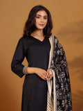 Varanga Women V Neck Kurta With Trouser And Printed Dupatta