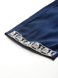 Varanga Women Blue Cotton Thread Embroidered Detailed Kurta Set with Bottom and Dupatta