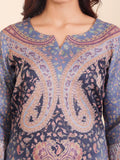 Varanga Women Blue Paisley Printed Winter Kurta With Trousers And Printed Dupatta.