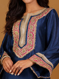 Zari & Gota Embroidered Straight  Kurta With Palazzo And Sequin Fringed Dupatta