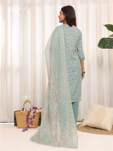 Varanga Women Ethnic Printed Kurta With Trousers & Dupatta