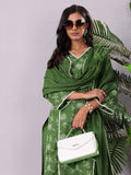 Green Jaal Thread Embroidered Straight Kurta With Trousers And Dupatta